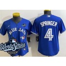 Women's Toronto Blue Jays #4 George Springer Blue 2025 World Series Cool Base Jersey