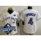 Women's Toronto Blue Jays #4 George Springer White 2025 World Series Cool Base Jersey