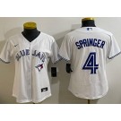 Women's Toronto Blue Jays #4 George Springer White Cool Base Jersey