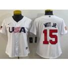 Women's USA #15 Bobby Witt Jr White 2023 World Baseball Classic Cool Base Jersey