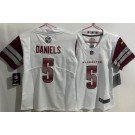 Women's Washington Commanders #5 Jayden Daniels Limited White Vapor Jersey