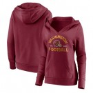 Women's Washington Football Team Red Vintage Arch V Neck Pullover Hoodie