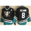 Youth Anaheim Ducks #8 Teemu Selanne Black Green Throwback Jersey