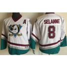 Youth Anaheim Ducks #8 Teemu Selanne White Green Throwback Jersey