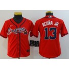 Youth Atlanta Braves #13 Ronald Acuna Jr Red 2020 Cool Base Jersey