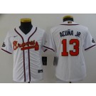 Youth Atlanta Braves #13 Ronald Acuna Jr White 2022 Gold Program Cool Base Jersey