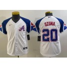 Youth Atlanta Braves #20 Marcell Ozuna White City Cool base Jersey