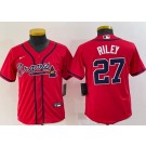 Youth Atlanta Braves #27 Austin Riley Red Cool Base Jersey