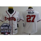 Youth Atlanta Braves #27 Austin Riley White 2021 World Series Cool Base Jersey