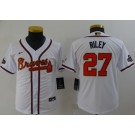 Youth Atlanta Braves #27 Austin Riley White 2022 Gold Program Cool Base Jersey