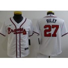 Youth Atlanta Braves #27 Austin Riley White Cool Base Jersey