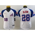 Youth Atlanta Braves #28 Matt Olson White 2013 City Player Number Cool Base Jersey