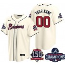 Youth Atlanta Braves Customized Cream 2021 World Series Champions 150th Anniversary Cool Base Jersey