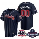 Youth Atlanta Braves Customized Navy 2021 World Series Champions 150th Anniversary Cool Base Jersey