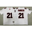 Youth Atlanta Falcons #21 Deion Sanders White Black 1992 Throwback Jersey