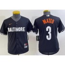 Youth Baltimore Orioles #3 Jorge Mateo Black 2023 City Connect Cool Base Jersey
