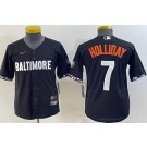 Youth Baltimore Orioles #7 Jackson Holliday Black City Connect Cool Base Jersey