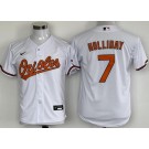 Youth Baltimore Orioles #7 Jackson Holliday White Cool Base Jersey