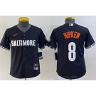 Youth Baltimore Orioles #8 Cal Ripken Black 2023 City Connect Cool Base Jersey