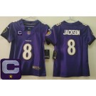 Youth Baltimore Ravens #8 Lamar Jackson Limited Purple C Patch Vapor Jersey