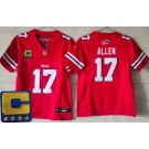 Youth Buffalo Bills #17 Josh Allen Limited Red C Patch FUSE Vapor Jersey