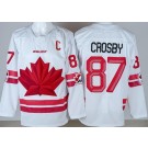 Youth Canada #87 Sidney Crosby White 2026 Olympics Authentic Jersey