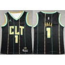 Youth Charlotte Hornets #1 Lamelo Ball Black Icon Swingman Jersey
