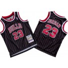 Youth Chicago Bulls #23 Michael Jordan Black Stripes 1995 Throwback Swingman Jersey