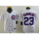 Youth Chicago Cubs #23 Ryne Sandberg White Team Logo Cool Base Jersey