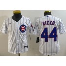 Youth Chicago Cubs #44 Anthony Rizzo White Team Logo Cool Base Jersey