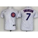 Youth Chicago Cubs #7 Dansby Swanson White Cool Base Jersey