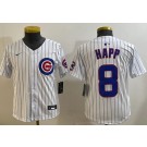 Youth Chicago Cubs #8 Ian Happ White Limited Jersey