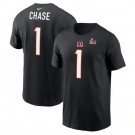 Youth Cincinnati Bengals #1 Ja'Marr Chase Black Super Bowl LVI Bound T-Shirt