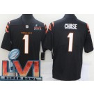 Youth Cincinnati Bengals #1 Ja'Marr Chase Limited Black 2022 Super Bowl LVI Bound Vapor Jersey