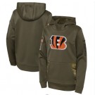 Youth Cincinnati Bengals Olive 2022 Salute To Service Performance Pullover Hoodie