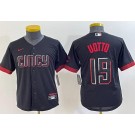 Youth Cincinnati Reds #19 Joey Votto Black 2023 City Cool Base Jersey