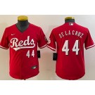 Youth Cincinnati Reds #44 Elly De La Cruz Red Player Number Team logo Cool Base Jersey