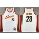 Youth Cleveland Cavaliers #23 LeBron James White 2003 Throwback Swingman Jersey