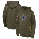 Youth Dallas Cowboys Olive 2022 Salute To Service Performance Pullover Hoodie