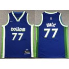 Youth Dallas Mavericks #77 Luka Doncic Blue City Icon Swingman Jersey