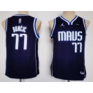 Youth Dallas Mavericks #77 Luka Doncic Navy Statement Icon Sponsor Swingman Jersey