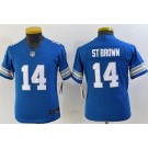 Youth Detroit Lions #14 Amon Ra St Brown Limited Blue 2024 FUSE Vapor Jersey