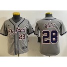 Youth Detroit Tigers #28 Javier Baez Gray Limited Jersey