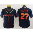 Youth Houston Astros #27 Jose Altuve Navy 2022 City Connect Cool Base Jersey