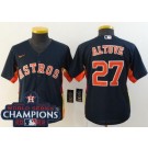 Youth Houston Astros #27 Jose Altuve Navy 2022 World Series Champions Cool Base Jersey
