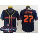Youth Houston Astros #27 Jose Altuve Navy City 2022 World Series Champions Cool Base Jersey