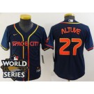 Youth Houston Astros #27 Jose Altuve Navy City 2022 World Series Cool Base Jersey
