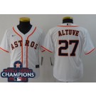 Youth Houston Astros #27 Jose Altuve White 2022 World Series Champions Cool Base Jersey