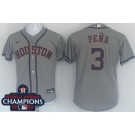 Youth Houston Astros #3 Jeremy Pena Gray 2022 World Series Champions Cool Base Jersey