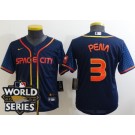 Youth Houston Astros #3 Jeremy Pena Navy City 2022 World Series Cool Base Jersey
